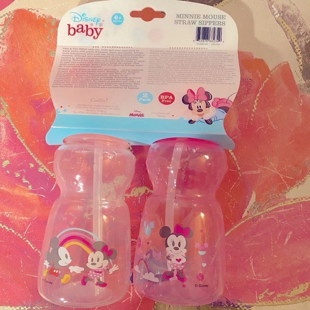 🛍Disney Baby Minnie Mouse Straw Sippers 2 Pack 6+ Months
